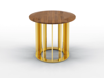 TRITON - Round metal coffee table and walnut top by BRUNO ZAMPA - view 2